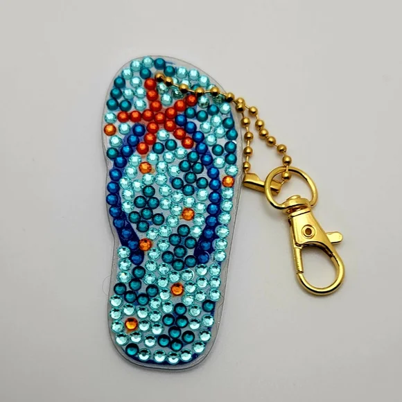 Anchor and Starfish Blue Flip-flops Keychain - Picture 2 of 4